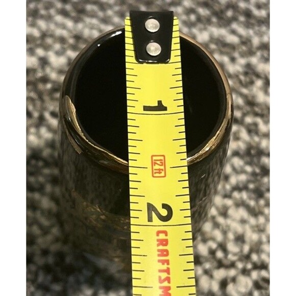 Set of 2 VTG Asian Black with Floral with Gold Trim Mini Vases Bud Vase Japan - Picture 13 of 14